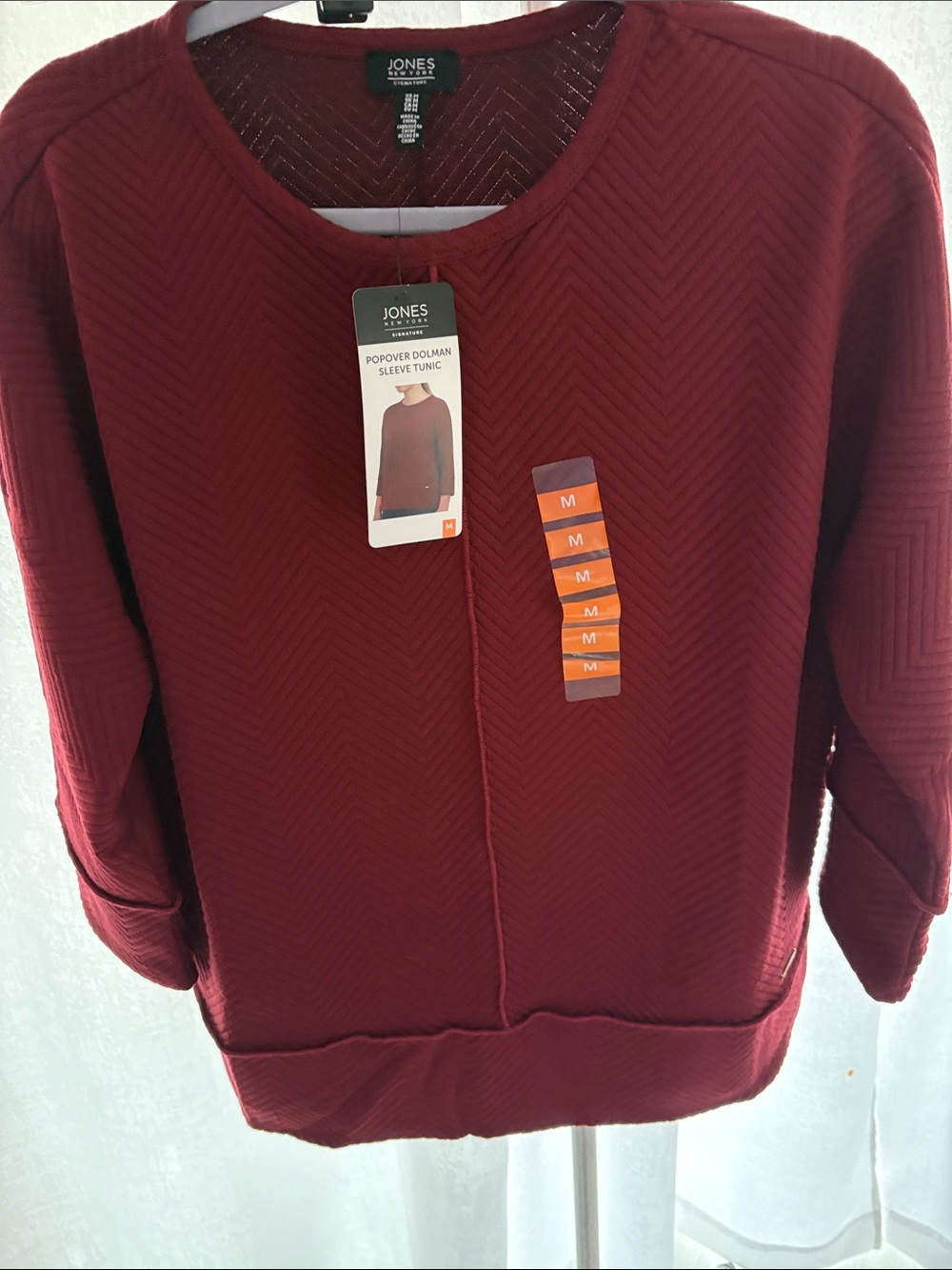 Jones New York Chevron-Textured Tunic in Wine